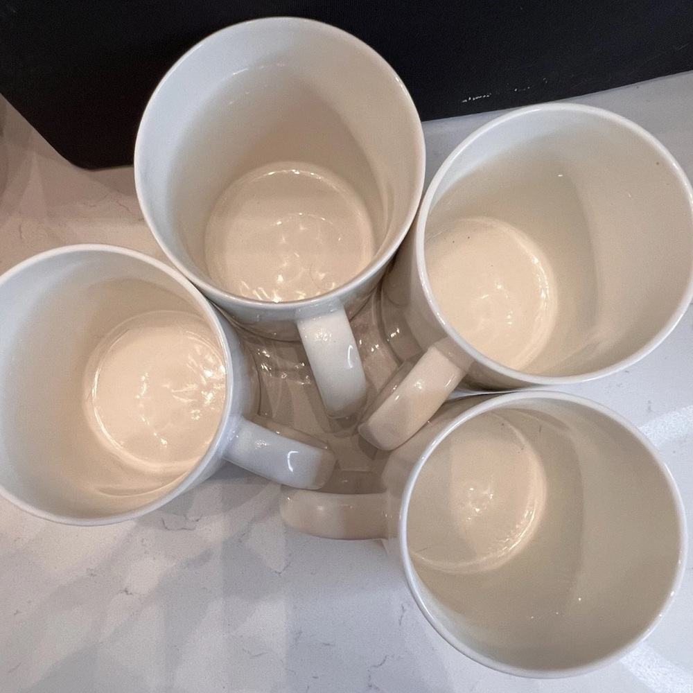 Set Of 4 Starbucks Mermaid Coffee Tea Mugs White Green - Picture 3 of 4